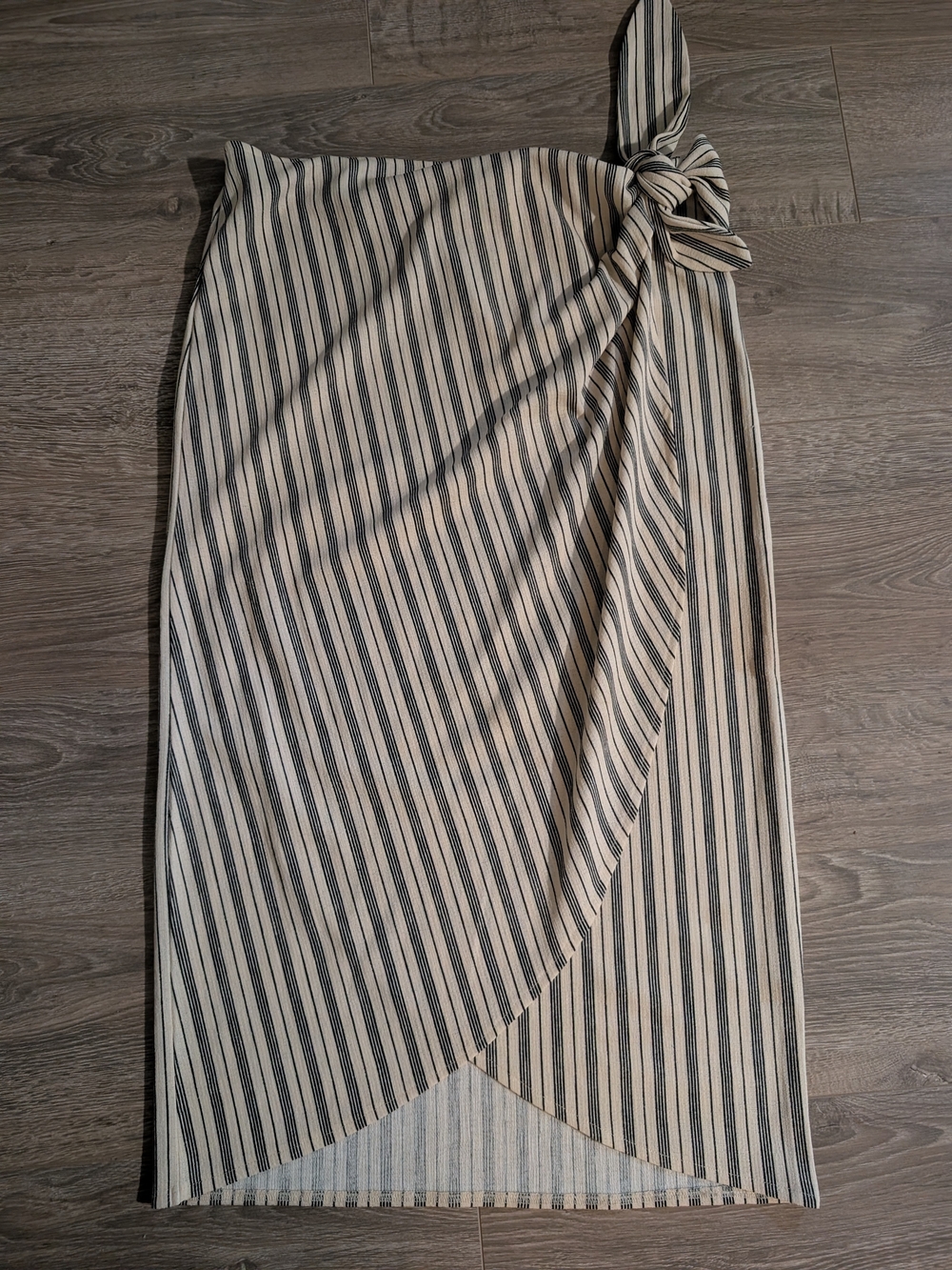 Striped Wrap Midi Skirt - Black & Cream